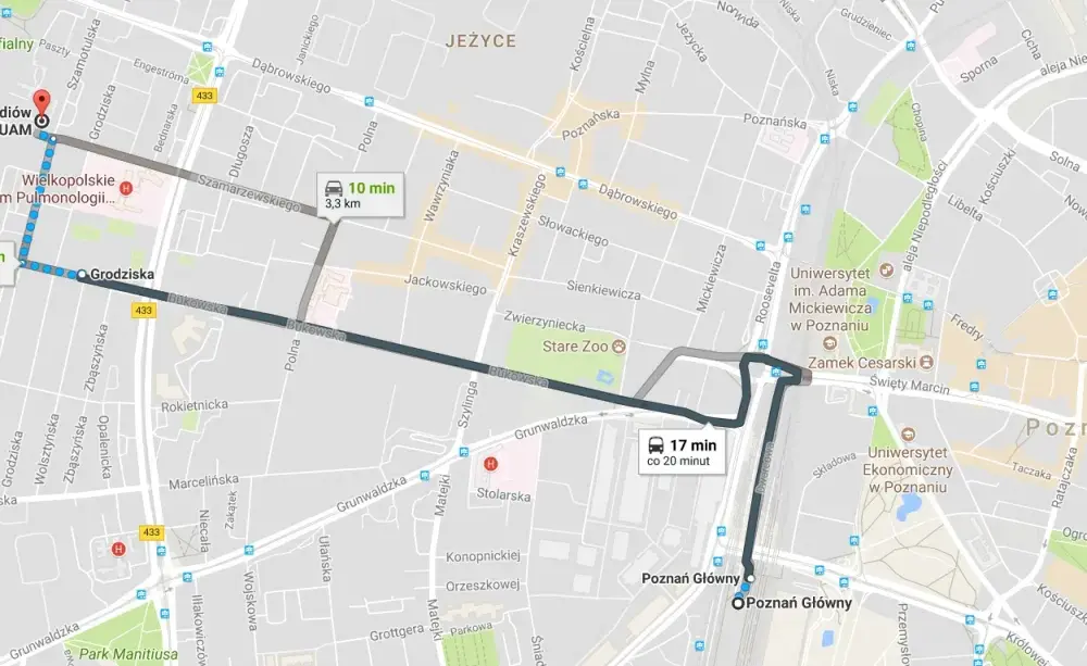Jak dojechać z dworca PKP do zoo w Poznaniu - proste trasy i ceny