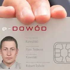 e-Dowód to polski elektroniczny dowód osobisty. Na zdjęciu widać fragment karty z danymi i zdjęciem.