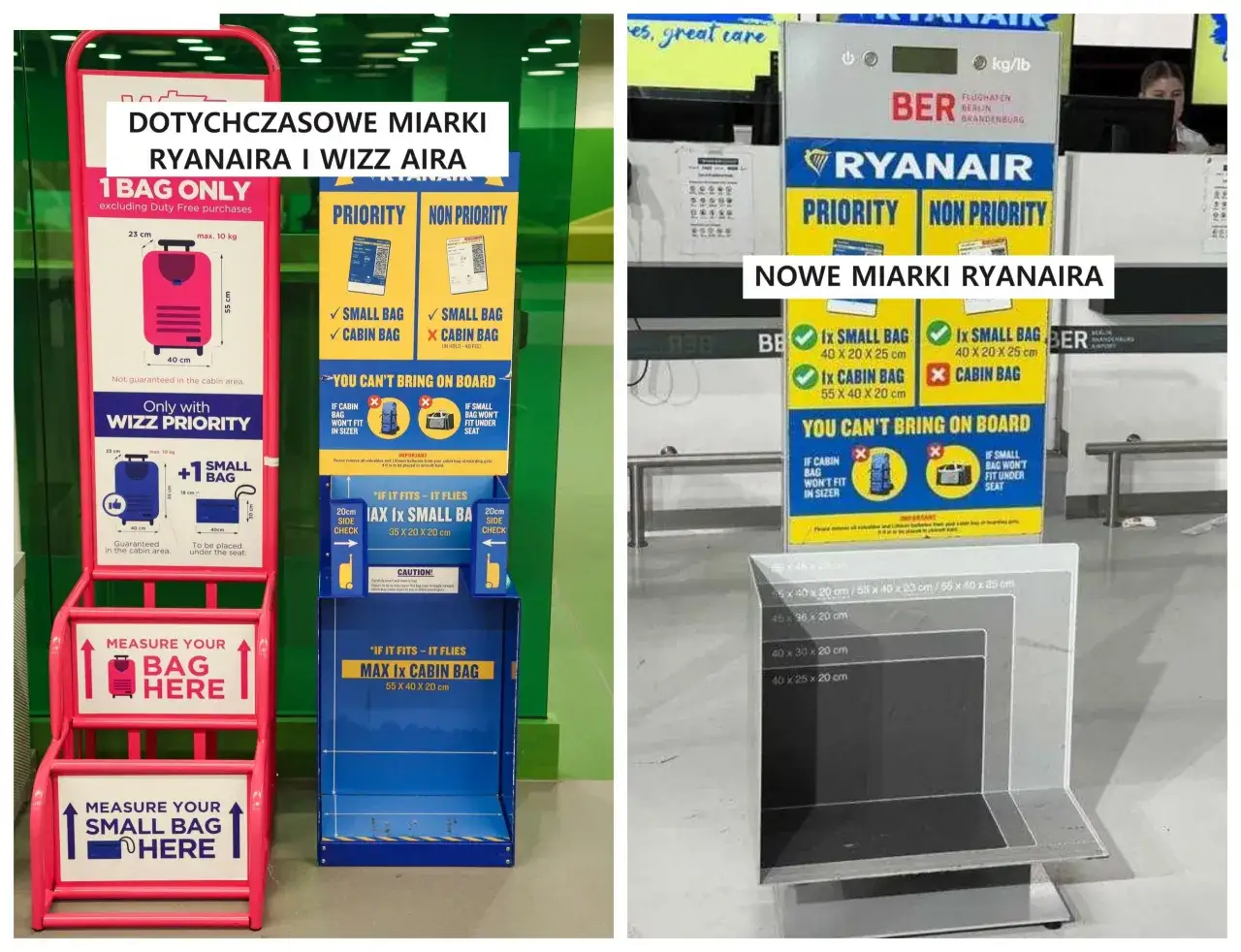 Miarki do bagażu Ryanair i Wizz Air. Sprawdź wymiary bagażu rejestrowanego i podręcznego, aby uniknąć opłat.