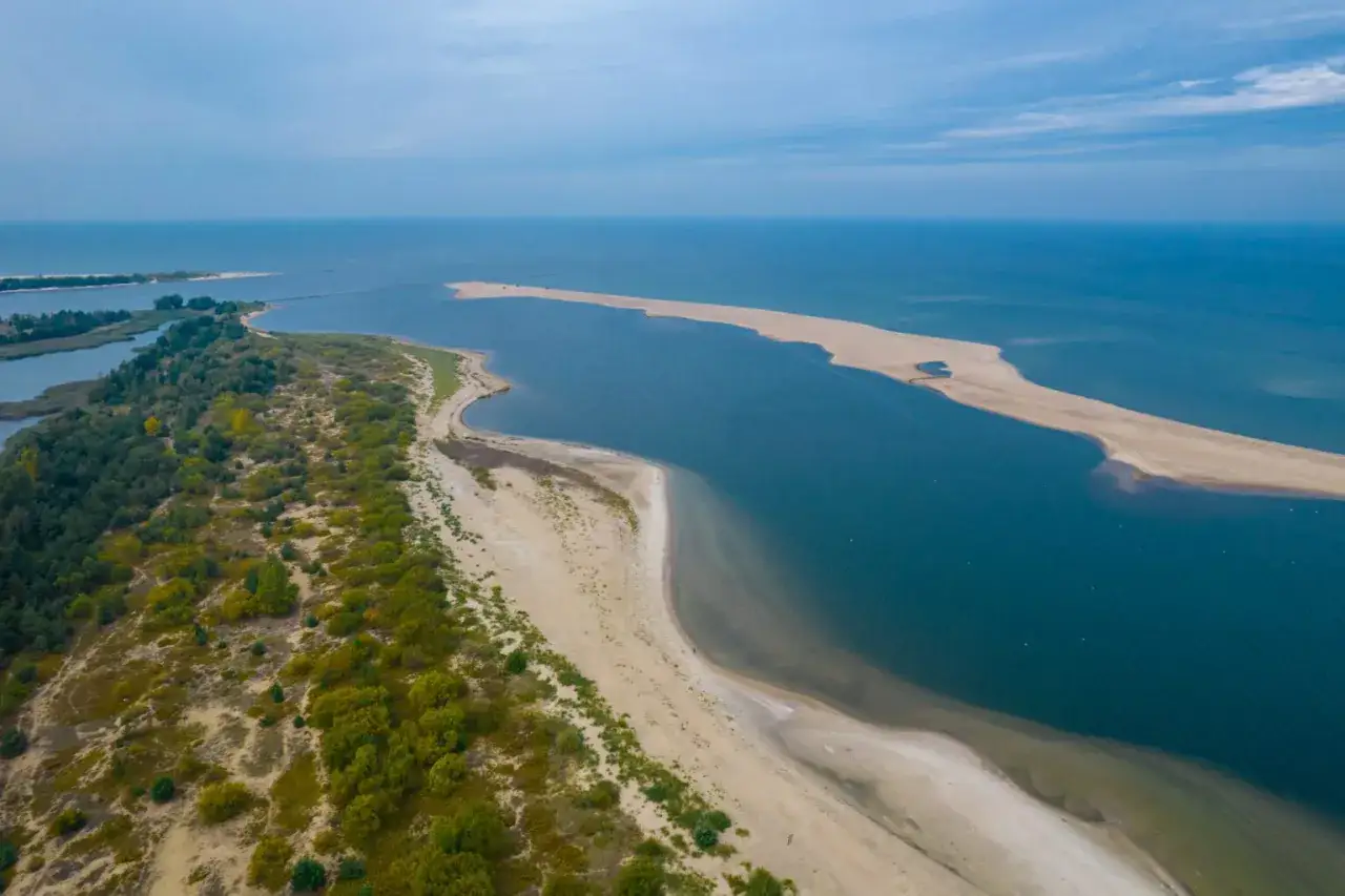 Piękna plaża i zielone drzewa, idealne miejsce, by pomyśleć, gdzie nad morze.